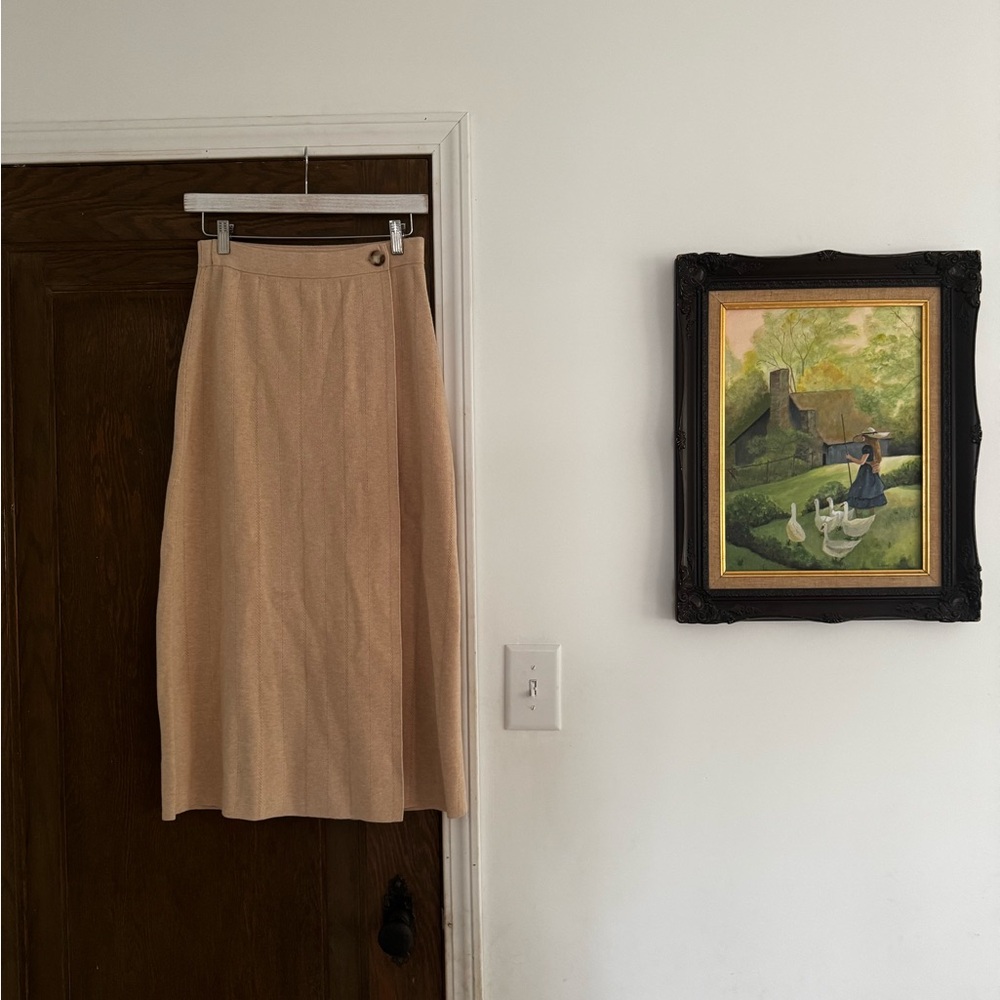 Sezane Cream Midi Skirt in size Small - Picture 2 of 11